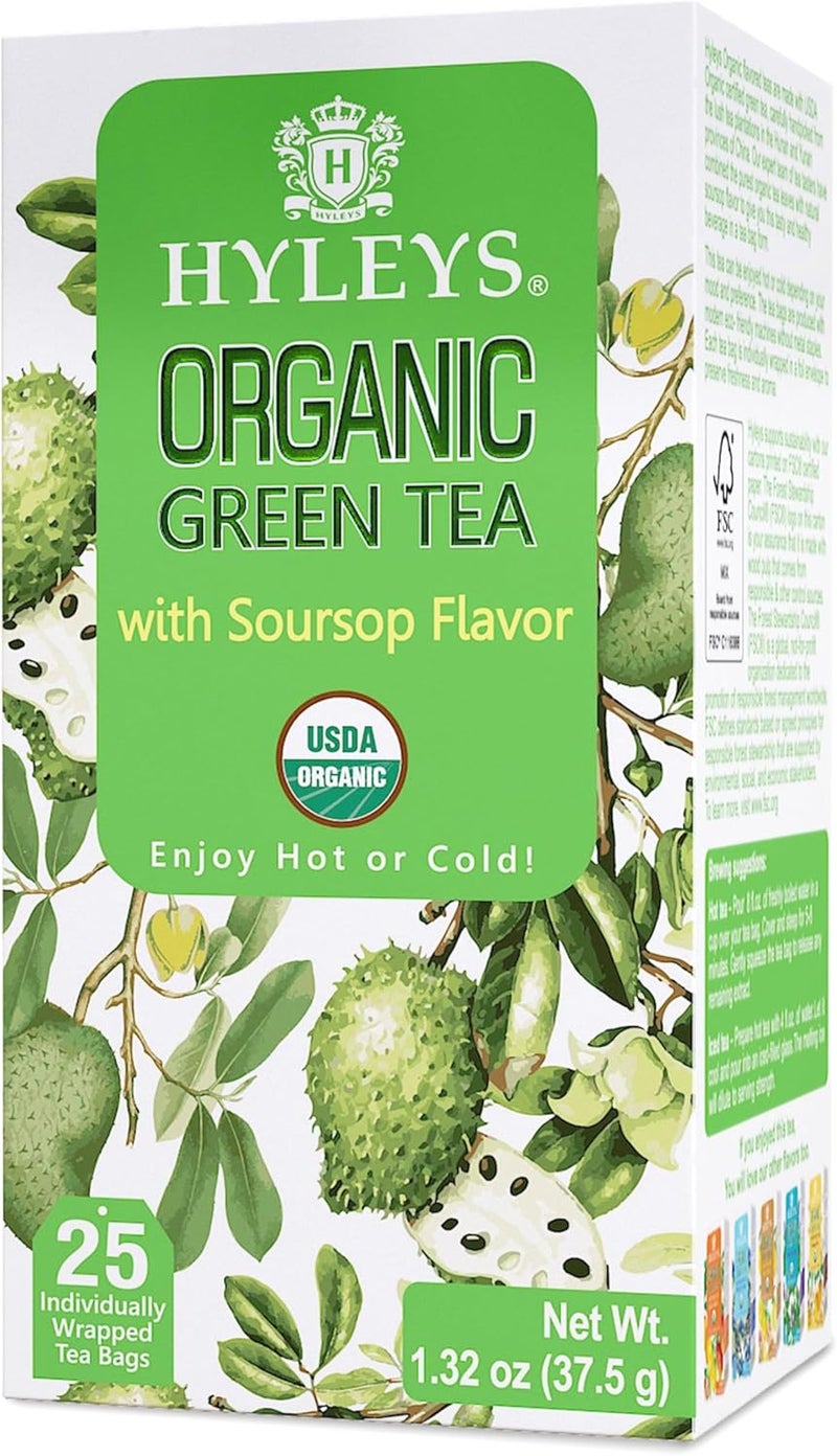 Hyleys Organic Green Tea with Soursop Flavor - 25 Tea Bags - Image 5